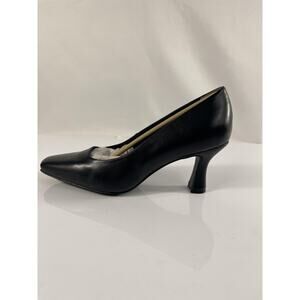 Anne Klein Shoes Womens Size 8.5M Black AKPRIMA Square Toe Mid Heel Pumps Dress
